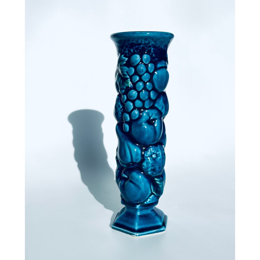 Vintage Inarco Mood Indigo Blue Fruit Bud Vase, 1960s Kitsch Decor